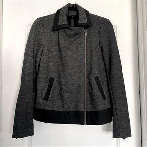 J.CREW Charcoal Grey Asymmetrical Zip Crop Wool Moto Jacket